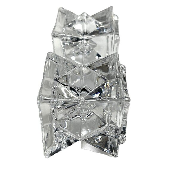 Vintage Star Michael C Fina Fifth Avenue Lead Crystal Candle Holders w/ Box - Picture 3 of 7